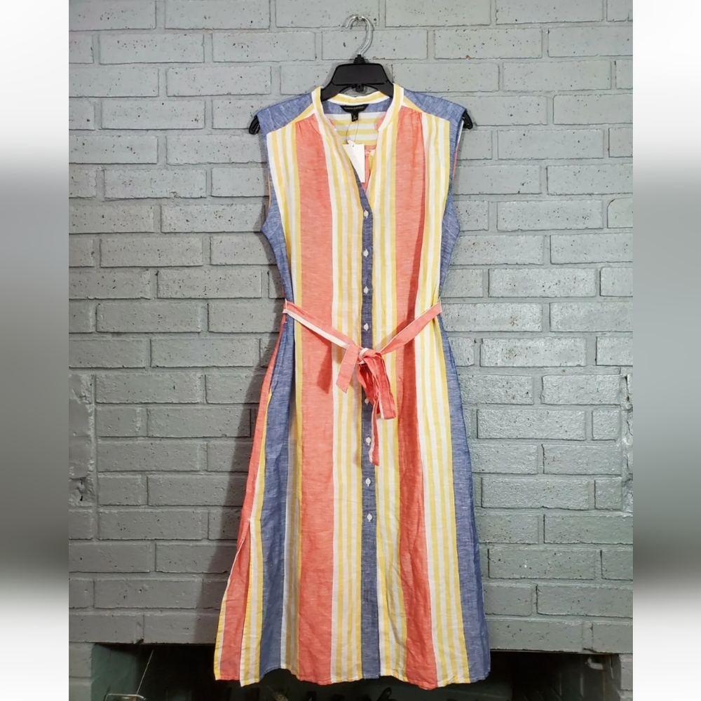SS Linen shirt multistripe dress Banana republic factory